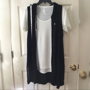 Chicos Zenergy hooded black vest, size 2 , 12 , 14